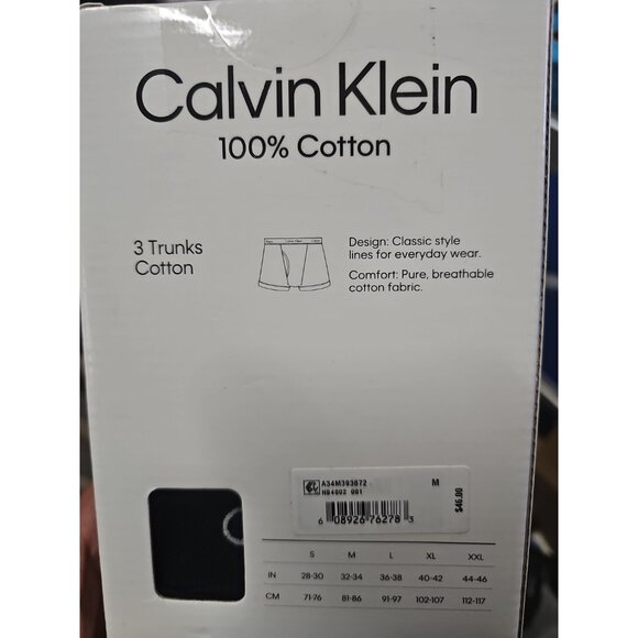 Calvin Klein Men's Classic Fit Trunks Boxers Underwear 3-Pairs Black - Picture 3 of 3